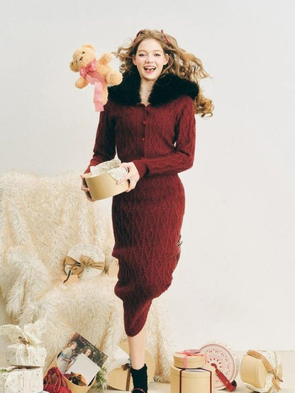 Wool knit suit skirt【s0000004613】