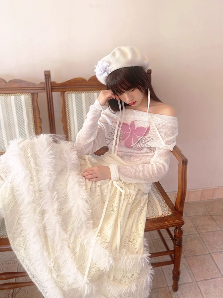 Sheer Knit Strapless Long Sleeve Top【s0000004900】