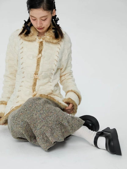 Cowl Button Sweater Knit Jacket【s0000006246】