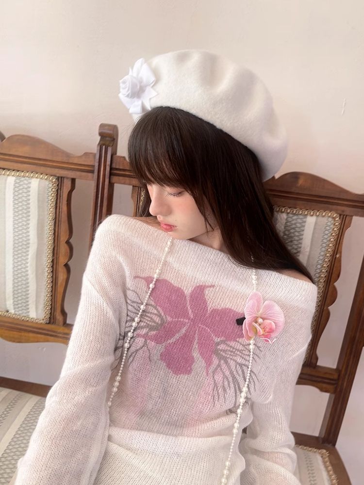 Sheer Knit Strapless Long Sleeve Top【s0000004900】