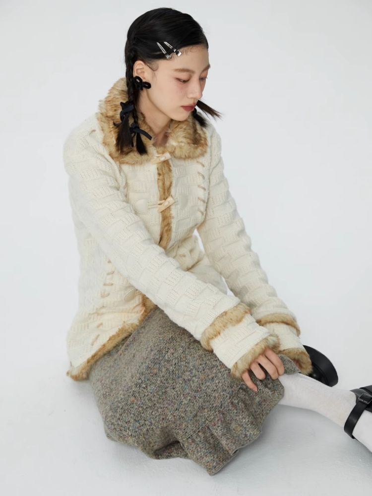 Cowl Button Sweater Knit Jacket【s0000006246】
