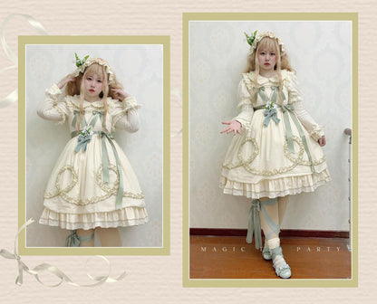 Magic Tea Party - Classic Lolita JSK Dress Solid Color Short Sleeve Dress
