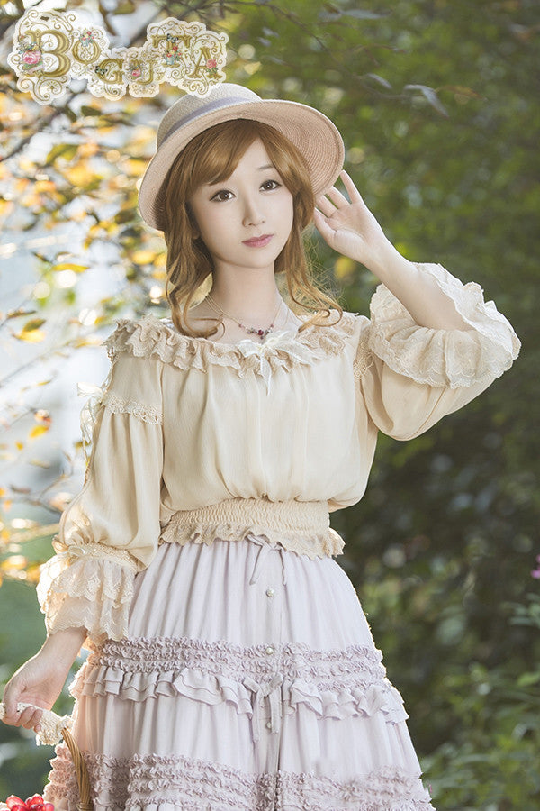 Boguta - Heidi Series - Classic Lace Puff Sleeves Blouse