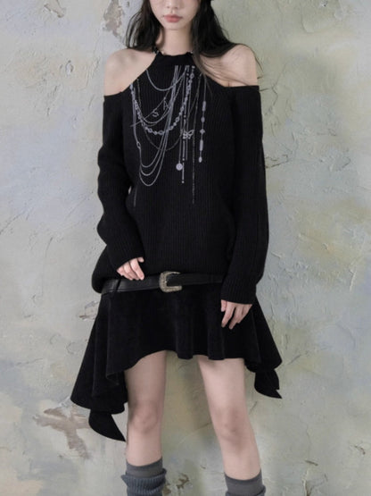 Belt Accent Irregular PU Leather Switching Mini Skirt【s0000004401】