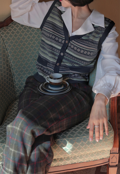 British plaid cropped wool pants