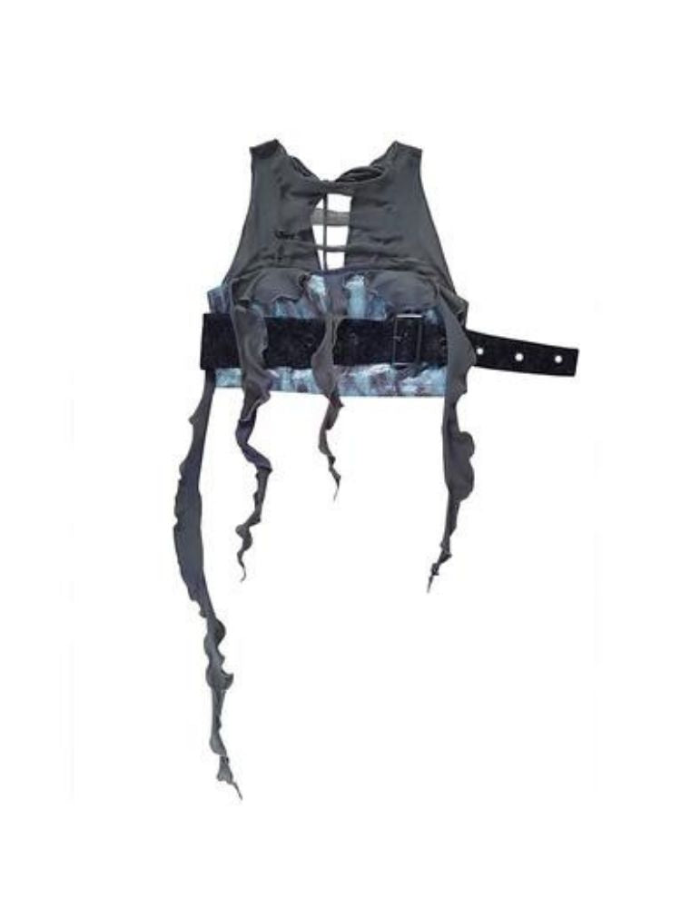 Original design hole leather vest【s0000003012】