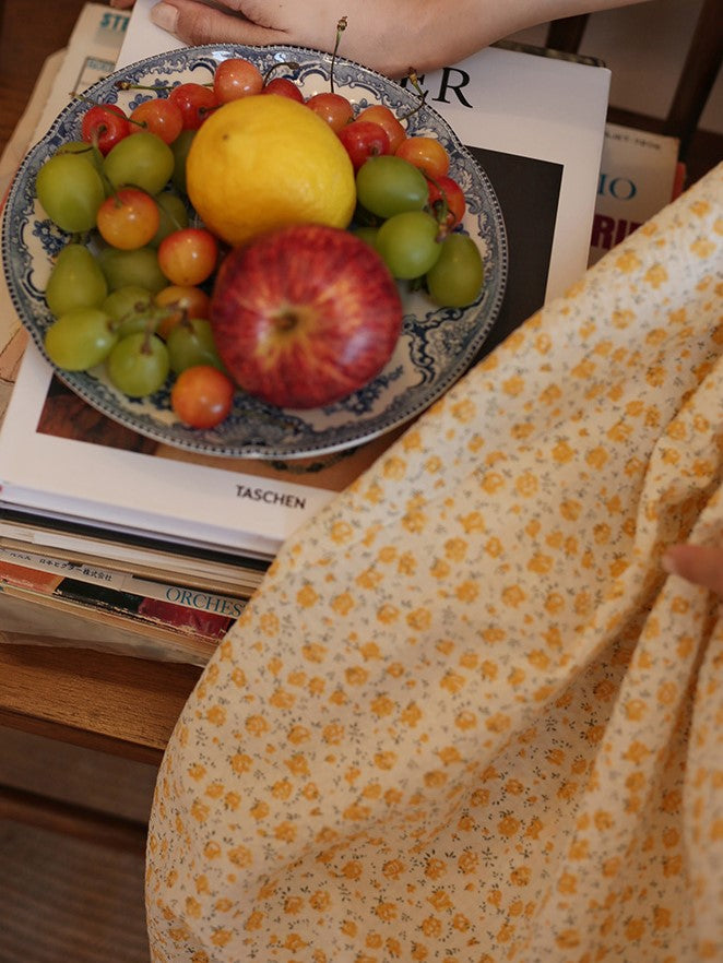 Wisteria yellow bouquet french retro skirt