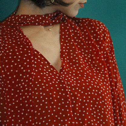 Lady's Polka Dot Retro Blouse