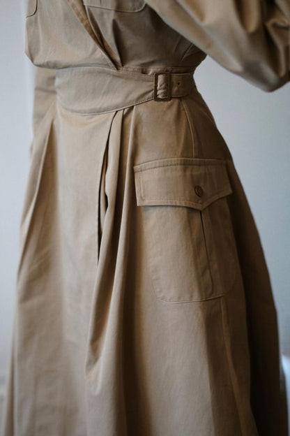 Western vintage khaki trench coat