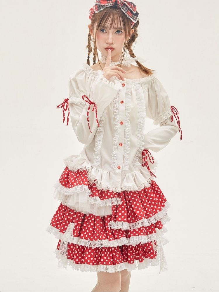 Ruffled Lace Blouse【s0000001876】