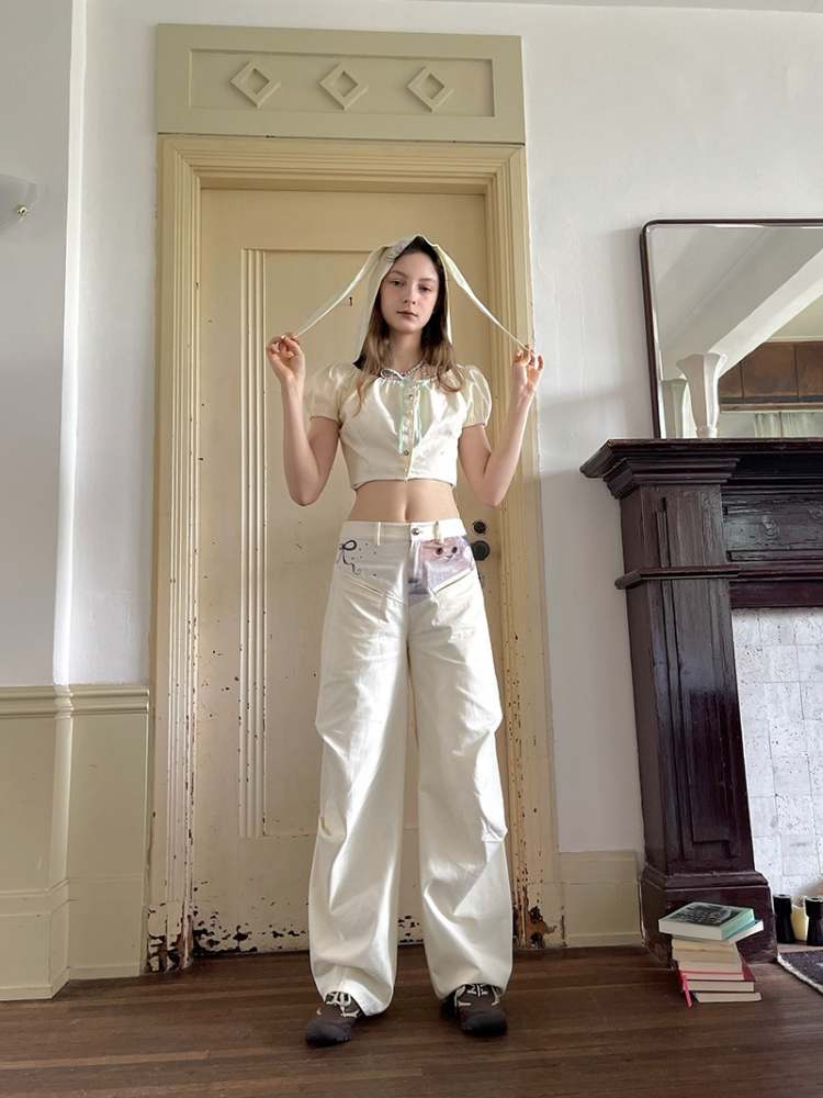 Bunny Ears Hooded Puff Sleeve Short Tops【s0000009033】