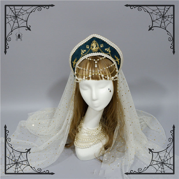 Foxcherry - Retro Lolita Gorgeous Bead Chain Headdress Multicolors