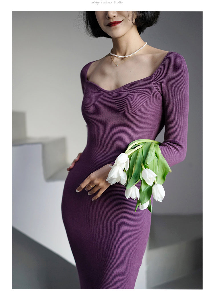 Lady's slim knit dress