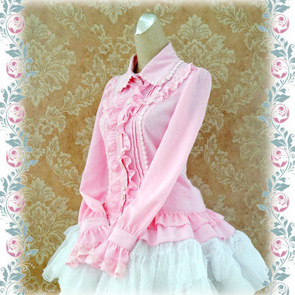 Strawberry Witch - Elegant Lace-Up Back Lolita Blouse