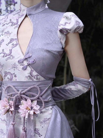 Dragon Pattern Chinese Dress & Ribbon Flower Girdle【s0000009041】