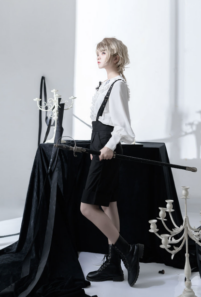 CastleToo - Corroding the Heart - Ouji Lolita Shirt Suspenders Shorts