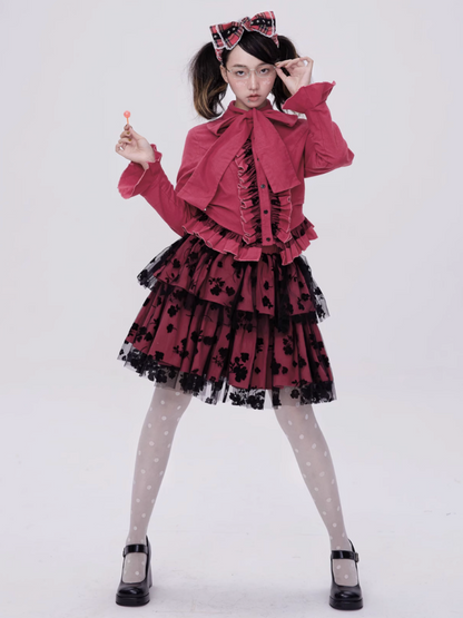 Showa Retro Sweet & Cute Bowknot Frilled Lolita Shirt【s0000003181】