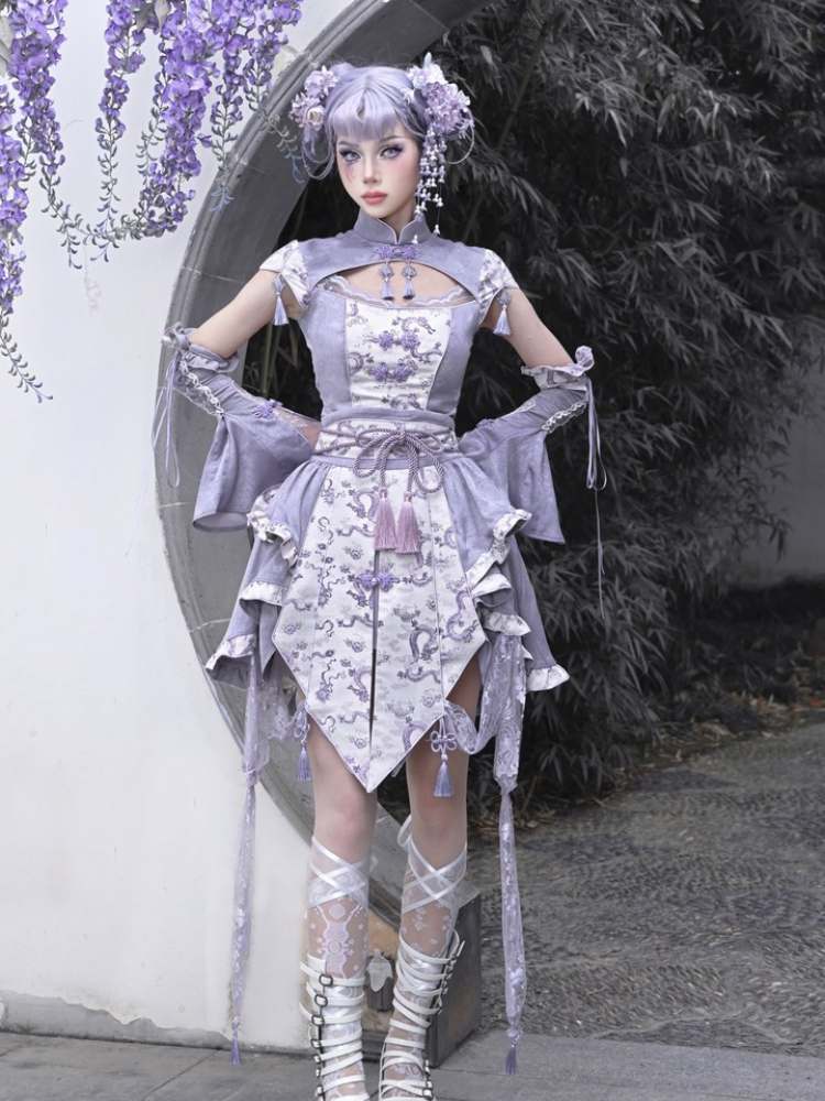 Dragon Pattern Lotus Sleeve China Tops【s0000009037】