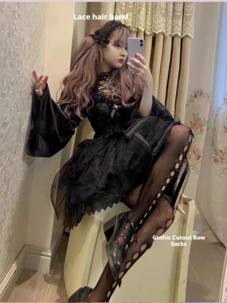 Doujiang - Rose Cage - Gothic Lolita Dress Black Suspender Dress