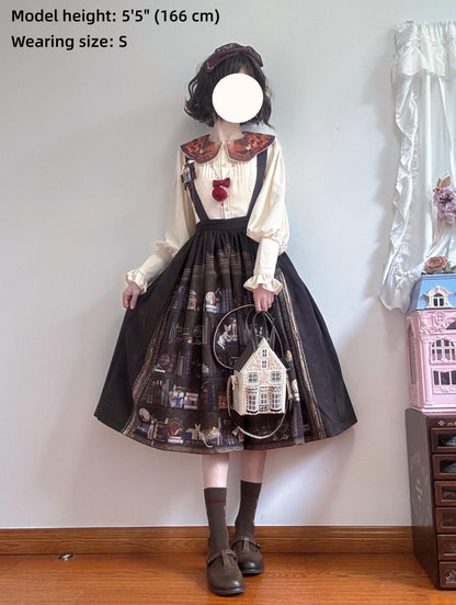 Miss Point - German Bookshelf - Classic Lolita SK, Detachable Suspenders