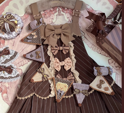 Cheese Cat - Sweet Lolita Plaid Candy Bow Flags Brooch