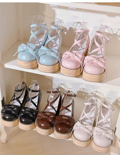SeeYou - Sweet Cake - Sweet Lolita Platform Shoes Wood Grain