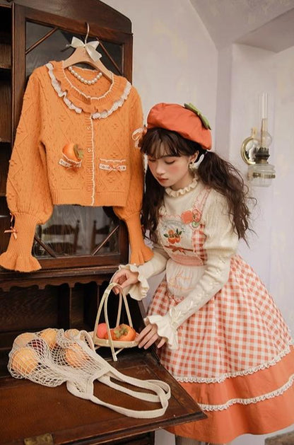 Mademoiselle Pearl - Persimmon - Autumn Persimmon Print Lolita OP JSK SK Dress