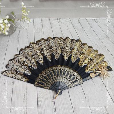Cocoa Jam- Gothic Lolita Lace Gorgeous Folding Fan