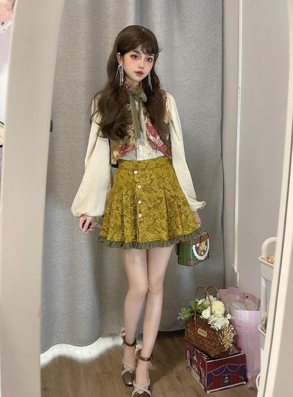 ZJstory - Gilded Age - Vintage Lolita Vest Suit Oil Painting Style Skirt Coat