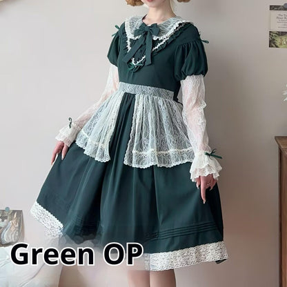 Uncle's Workshop - Mist among Flowers - Sweet Lolita OP Ruffles Lolita Apron and KC