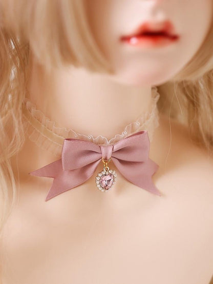 Xiaogui - Ivory & Pink Sweet Lolita Headdress Bridal Lace Headwear