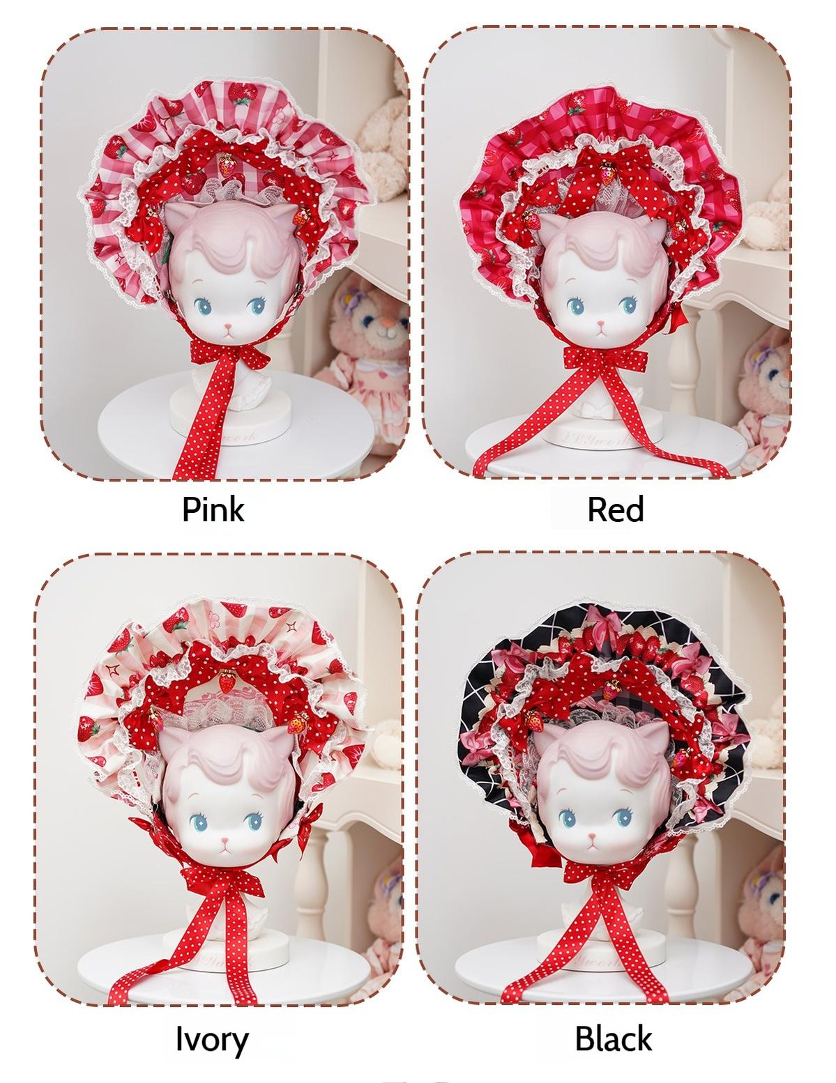 Mengfuzi - Strawberry - Sweet Lolita BNT Strawberry Print Detachable Sleeves