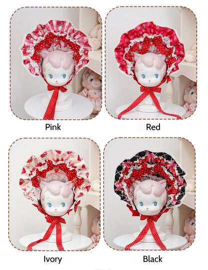 Mengfuzi - Strawberry - Sweet Lolita BNT Strawberry Print Detachable Sleeves