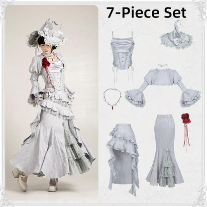 With PUJI - Letter and Poetry ﾂｷ Twilight - Gothic Witch Lolita SK Suit Bodice Mermaid Dress