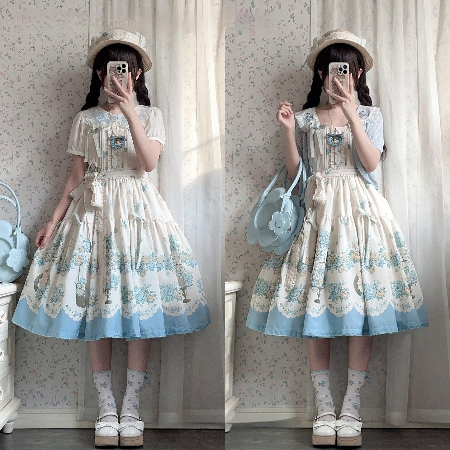 DreamWhale - Floral and Bird Series - Classic Lolita JSK Suit Floral Print Dress