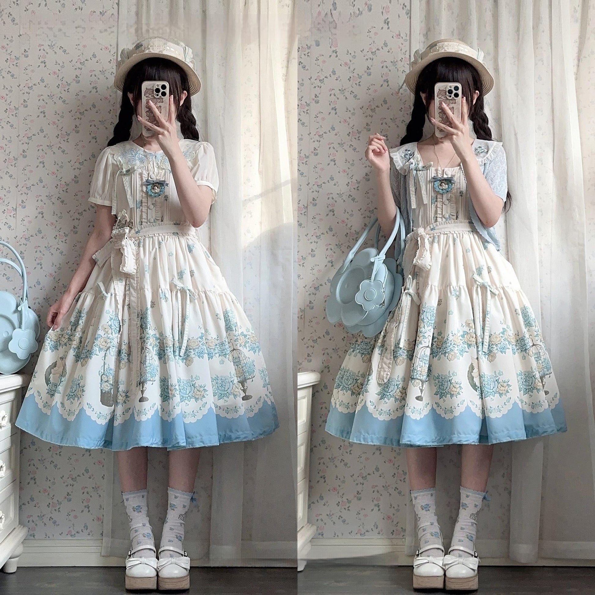 DreamWhale - Floral and Bird Series - Classic Lolita JSK Suit Floral Print Dress