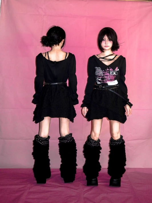 Rebel punk code graffiti irregular dress【s0000007721】