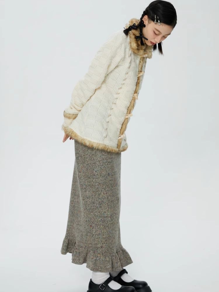 Cowl Button Sweater Knit Jacket【s0000006246】