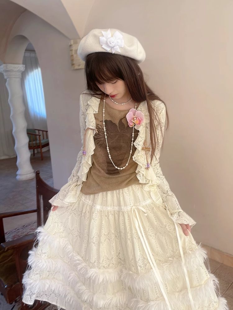 Sheer Knit Strapless Long Sleeve Top【s0000004900】