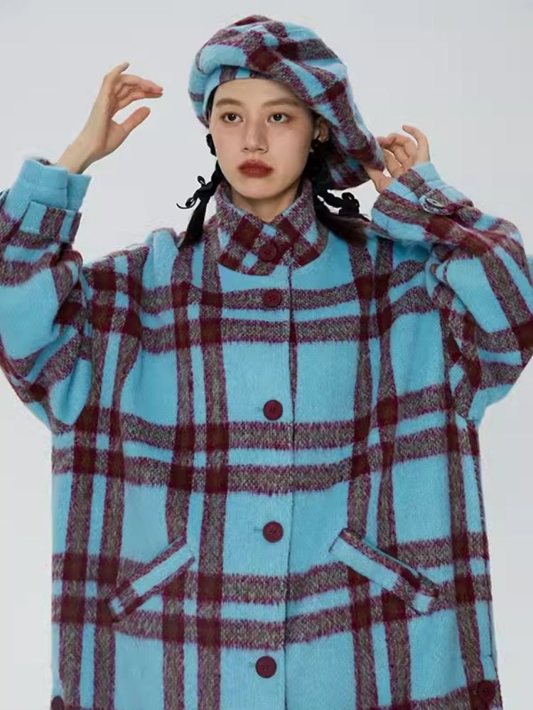 Tweed loose-fitting long coat【s0000006247】