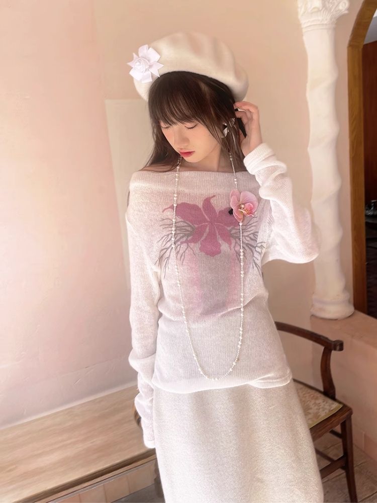 Sheer Knit Strapless Long Sleeve Top【s0000004900】