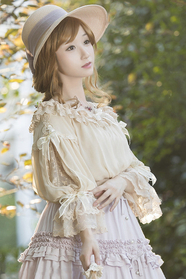 Boguta - Heidi Series - Classic Lace Puff Sleeves Blouse