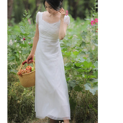 British lady's white vintage dress