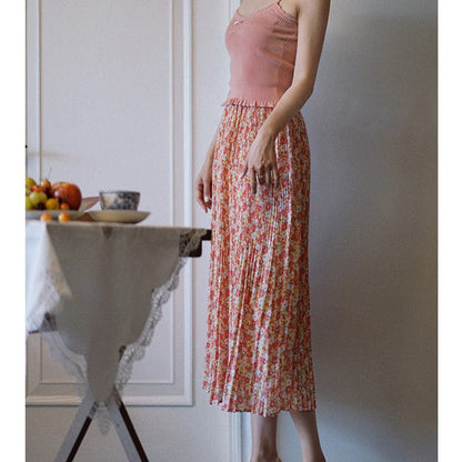 Secret garden pleated long skirt