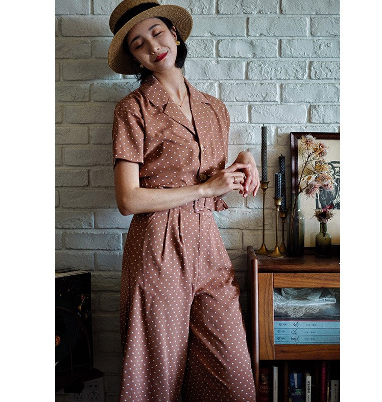 Lady's Polka Dot Retro Jumpsuit