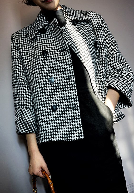 Houndstooth Plaid Classical Wool Jacket