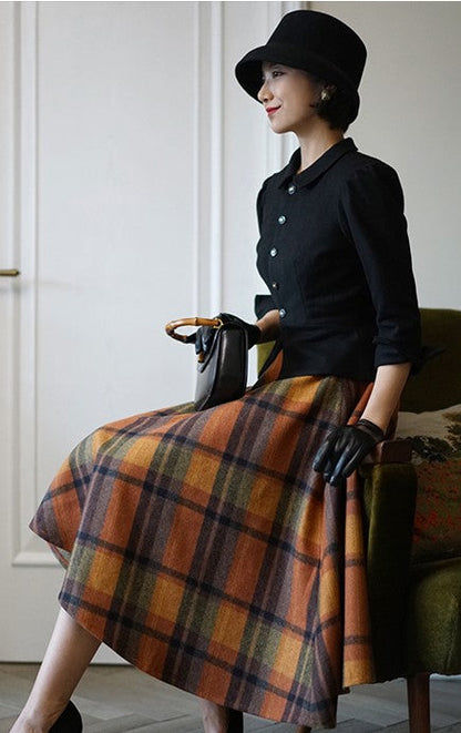 Modern vintage plaid skirt