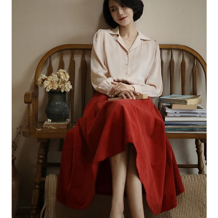 Crimson Lady Corduroy Umbrella Skirt