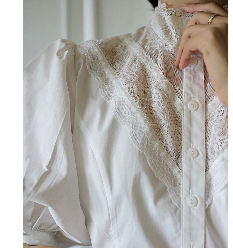 White thread embroidery vintage blouse