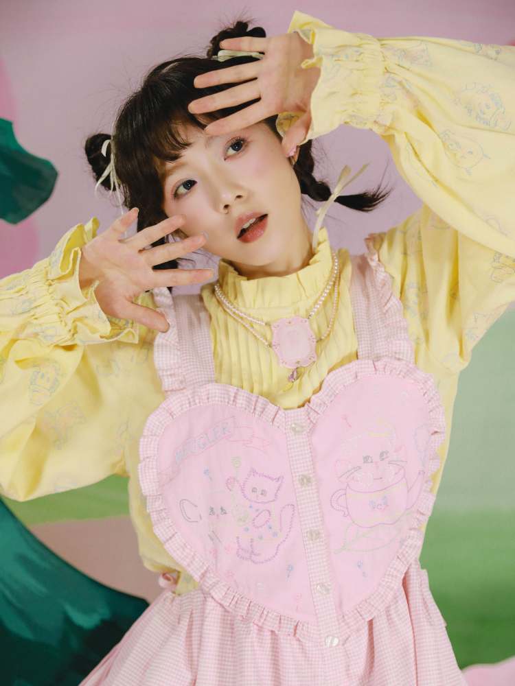 Cat Embroidery Drawstring Heart Layered Apron Dress【s0000007762】